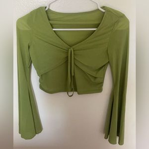 Cider 🍾 Green flare sleeve top 🍾 LIKE NEW - Size XS